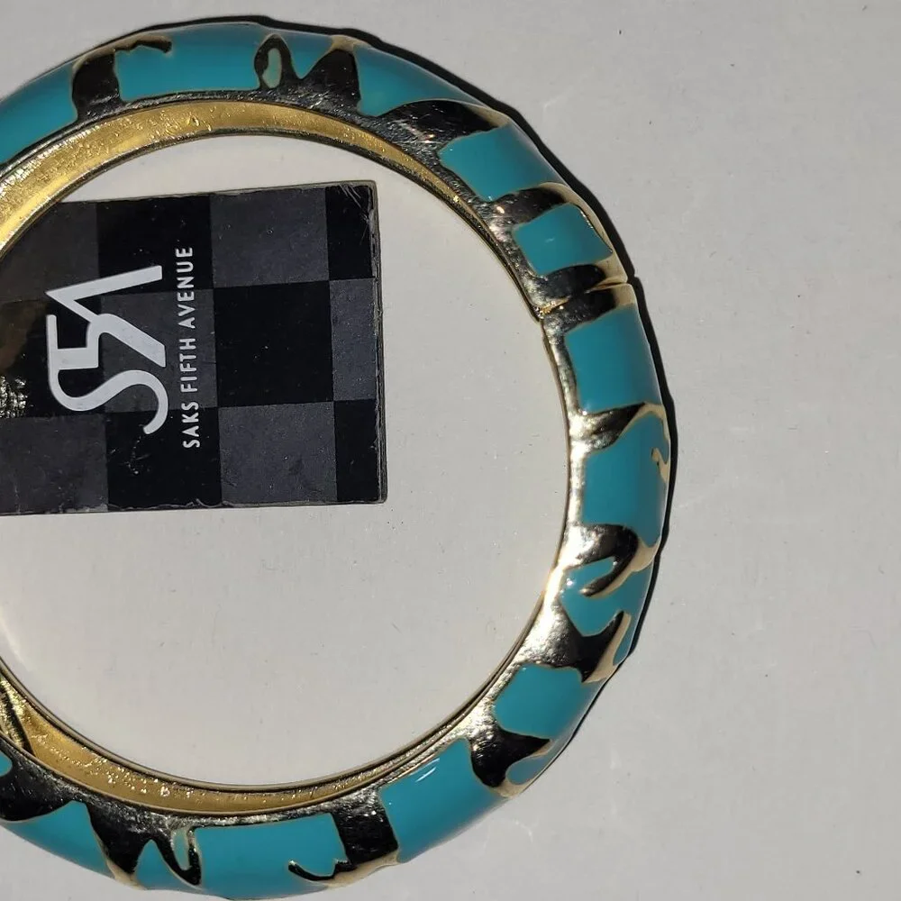 3 Bangle Bangles Sequin Saks 5th Ave Black Green White Bracelet - Picture 6 of 10